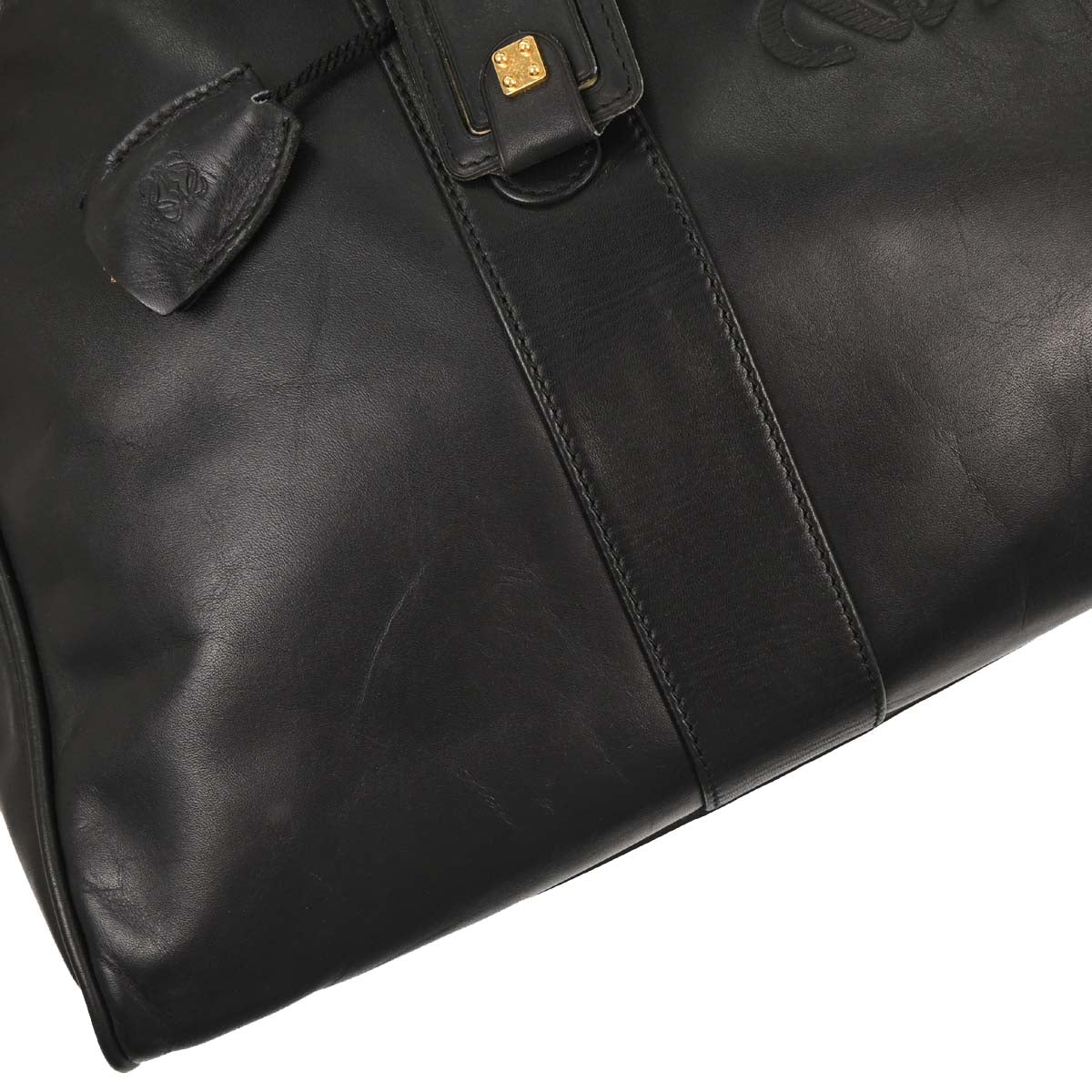 Loewe Black Leather 2way Shoulder Duffle Handbag