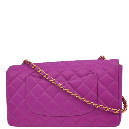 Chanel 1994-1996 Purple Nylon Medium Single Flap Shoulder Bag