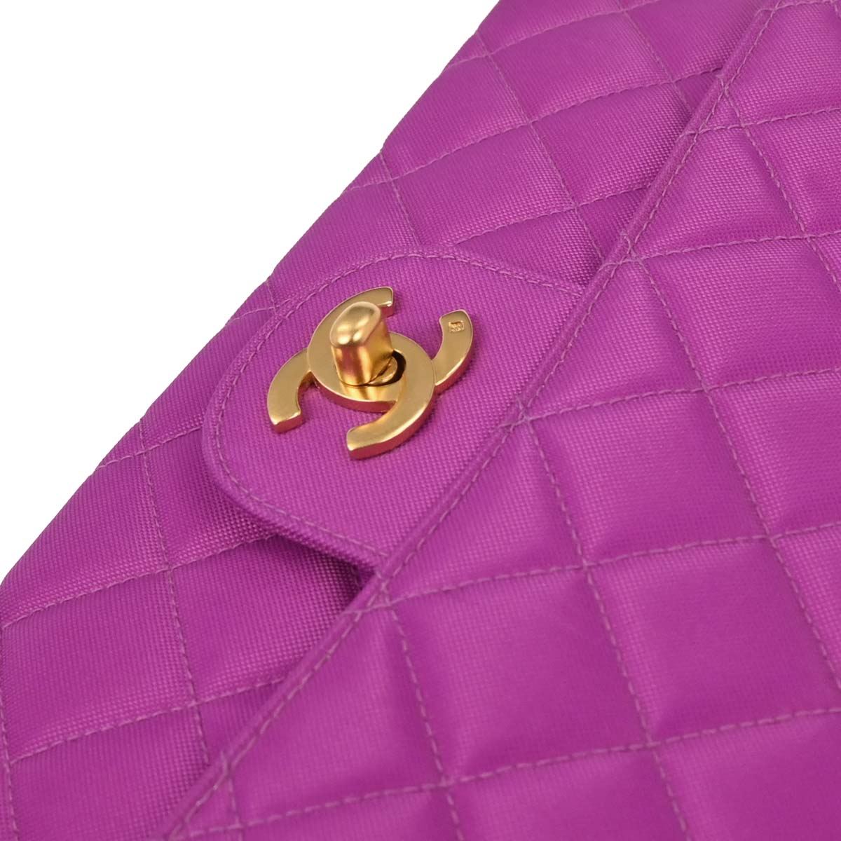 Chanel 1994-1996 Purple Nylon Medium Single Flap Shoulder Bag