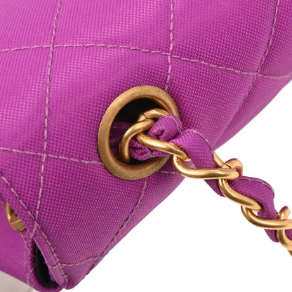Chanel 1994-1996 Purple Nylon Medium Single Flap Shoulder Bag