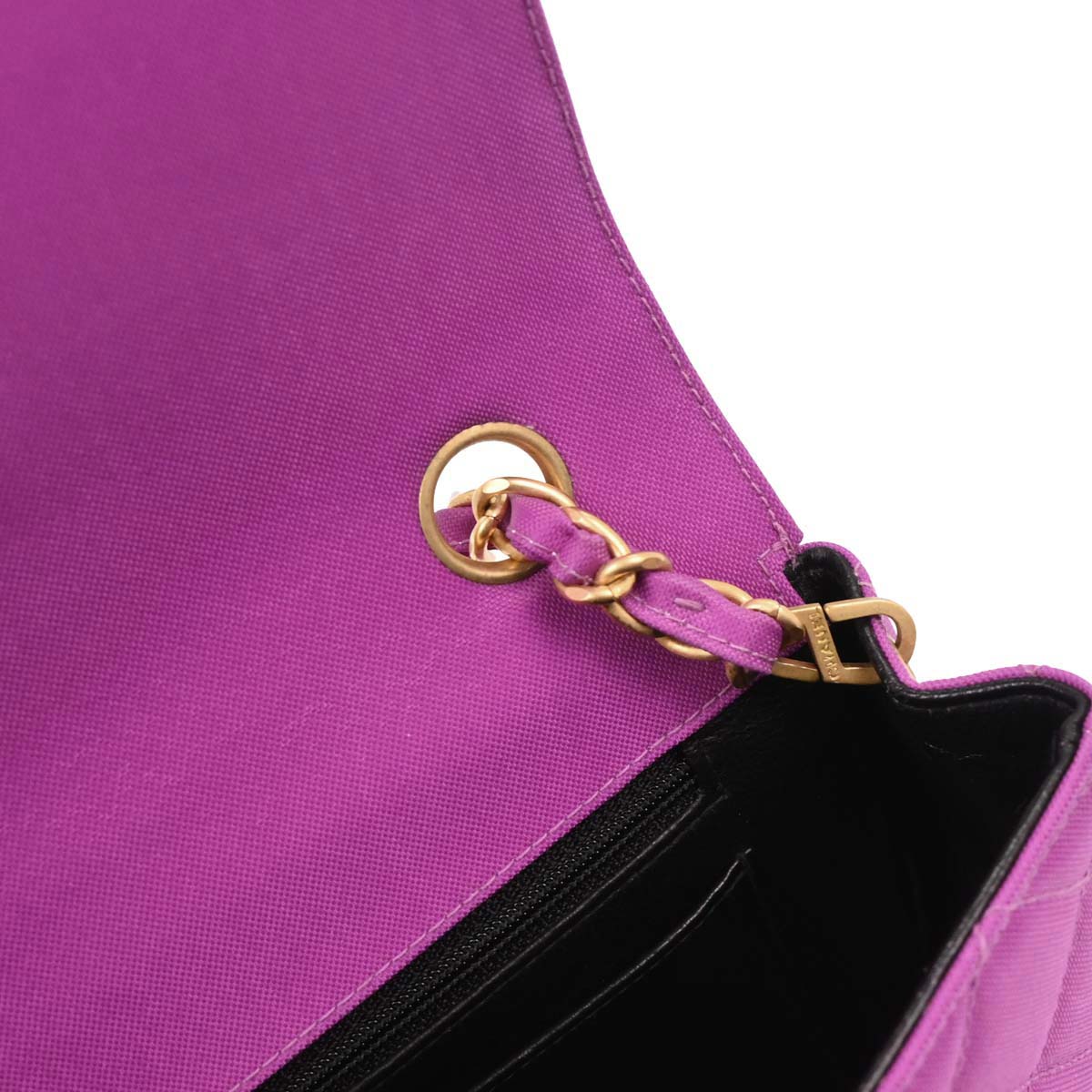 Chanel 1994-1996 Purple Nylon Medium Single Flap Shoulder Bag