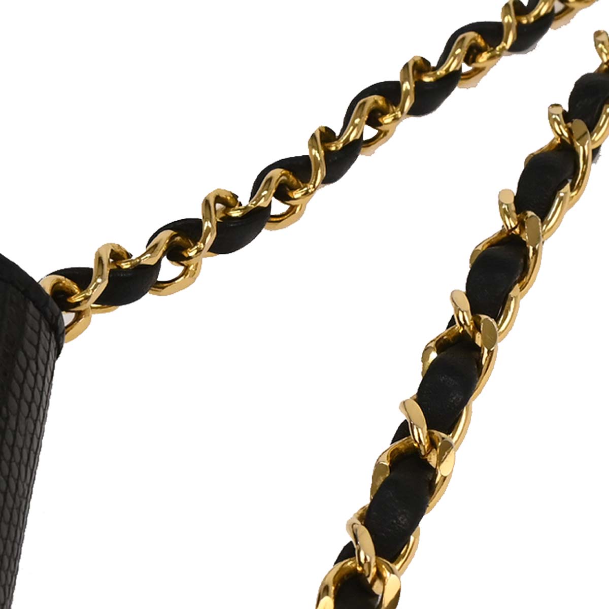 Chanel * Black Lizard Turnlock Mini Full Flap Shoulder Bag