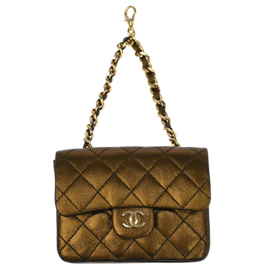 Chanel Bronze Lambskin Classic Flap Micro Bag Pouch