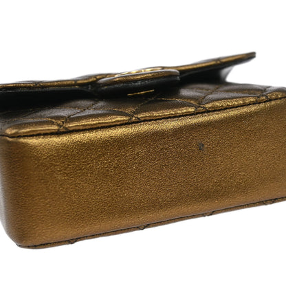 Chanel Bronze Lambskin Classic Flap Micro Bag Pouch
