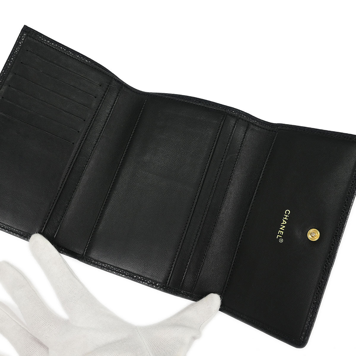 Chanel Black Caviar Trifold Wallet