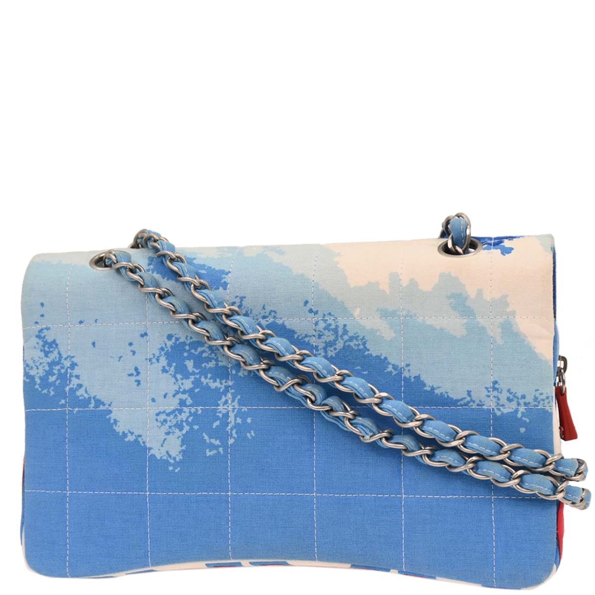 Chanel 2001-2003 Blue Canvas Surf Line Choco Bar Shoulder Bag