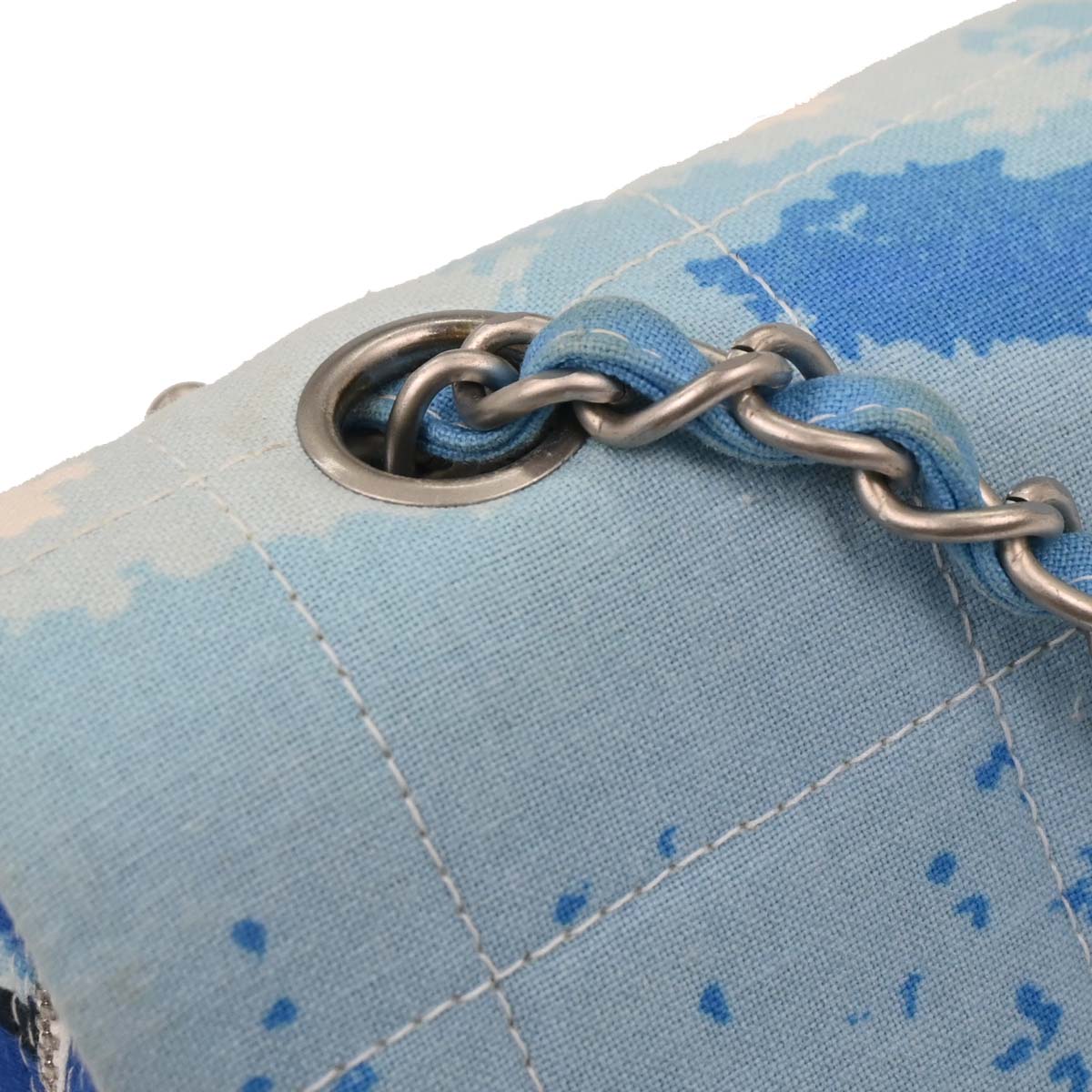 Chanel 2001-2003 Blue Canvas Surf Line Choco Bar Shoulder Bag