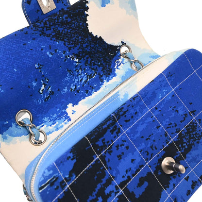 Chanel 2001-2003 Blue Canvas Surf Line Choco Bar Shoulder Bag