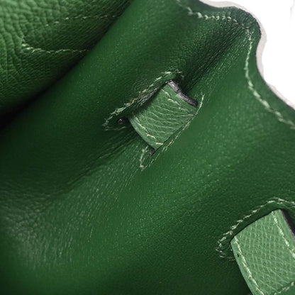 Hermes 2003 Green Courchevel Kelly 35 Sellier 2way Shoulder Handbag