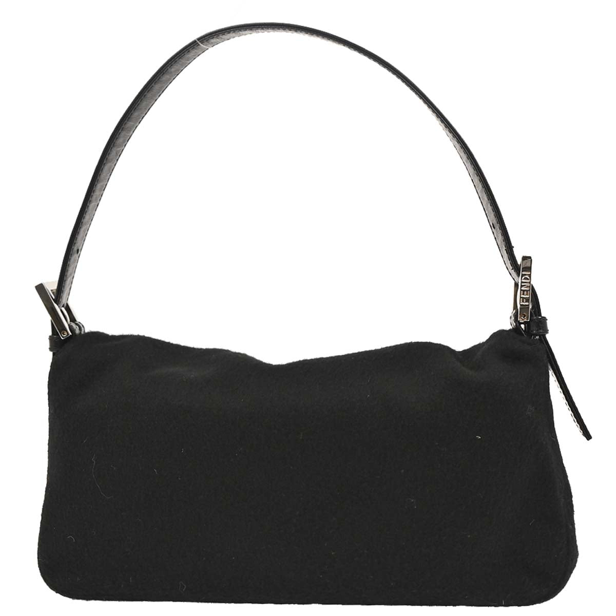 Fendi Black Wool Baguette Handbag