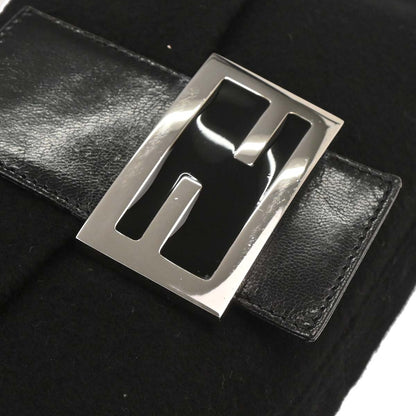 Fendi Black Wool Baguette Handbag