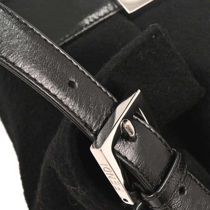 Fendi Black Wool Baguette Handbag