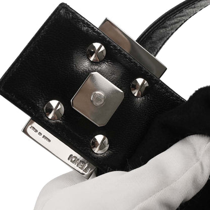 Fendi Black Wool Baguette Handbag