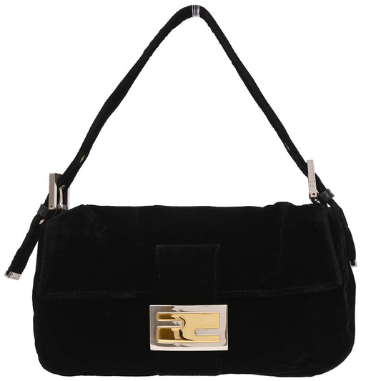 Fendi Black Velvet Baguette Handbag