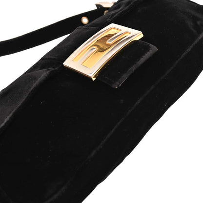 Fendi Black Velvet Baguette Handbag