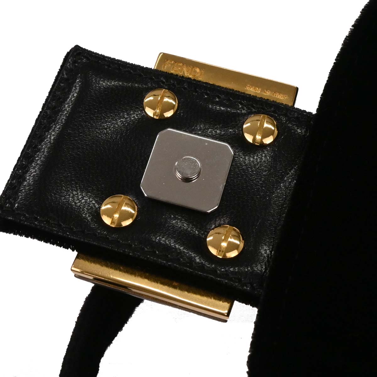 Fendi Black Velvet Baguette Handbag