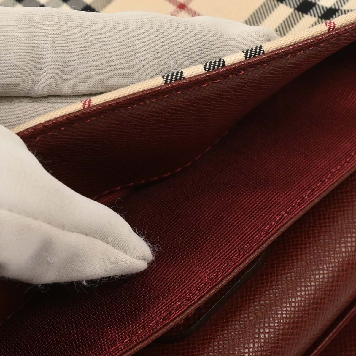 Burberry Beige Bordeaux Burberry Check Shoulder Bag