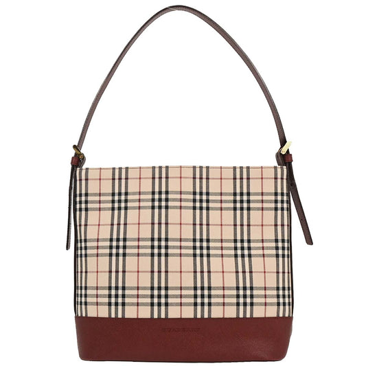 Burberry Beige Bordeaux Burberry Check Shoulder Bag