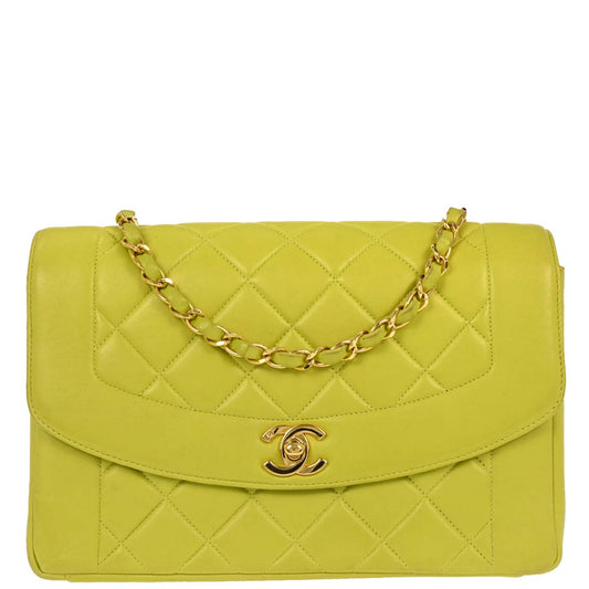 Chanel 1996-1997 Light Green Lambskin Medium Diana Shoulder Bag