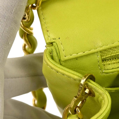 Chanel 1996-1997 Light Green Lambskin Medium Diana Shoulder Bag