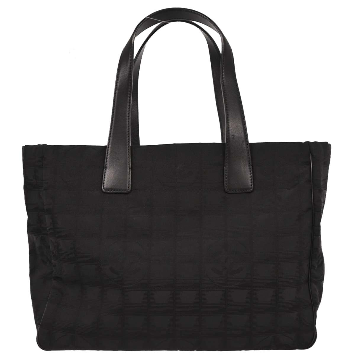Chanel 2008-2009 Black Jacquard Nylon Travel Line Tote Handbag