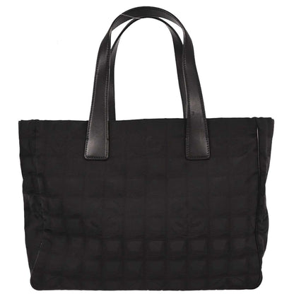 Chanel 2008-2009 Black Jacquard Nylon Travel Line Tote Handbag