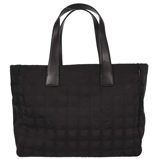 Chanel 2008-2009 Black Jacquard Nylon Travel Line Tote Handbag