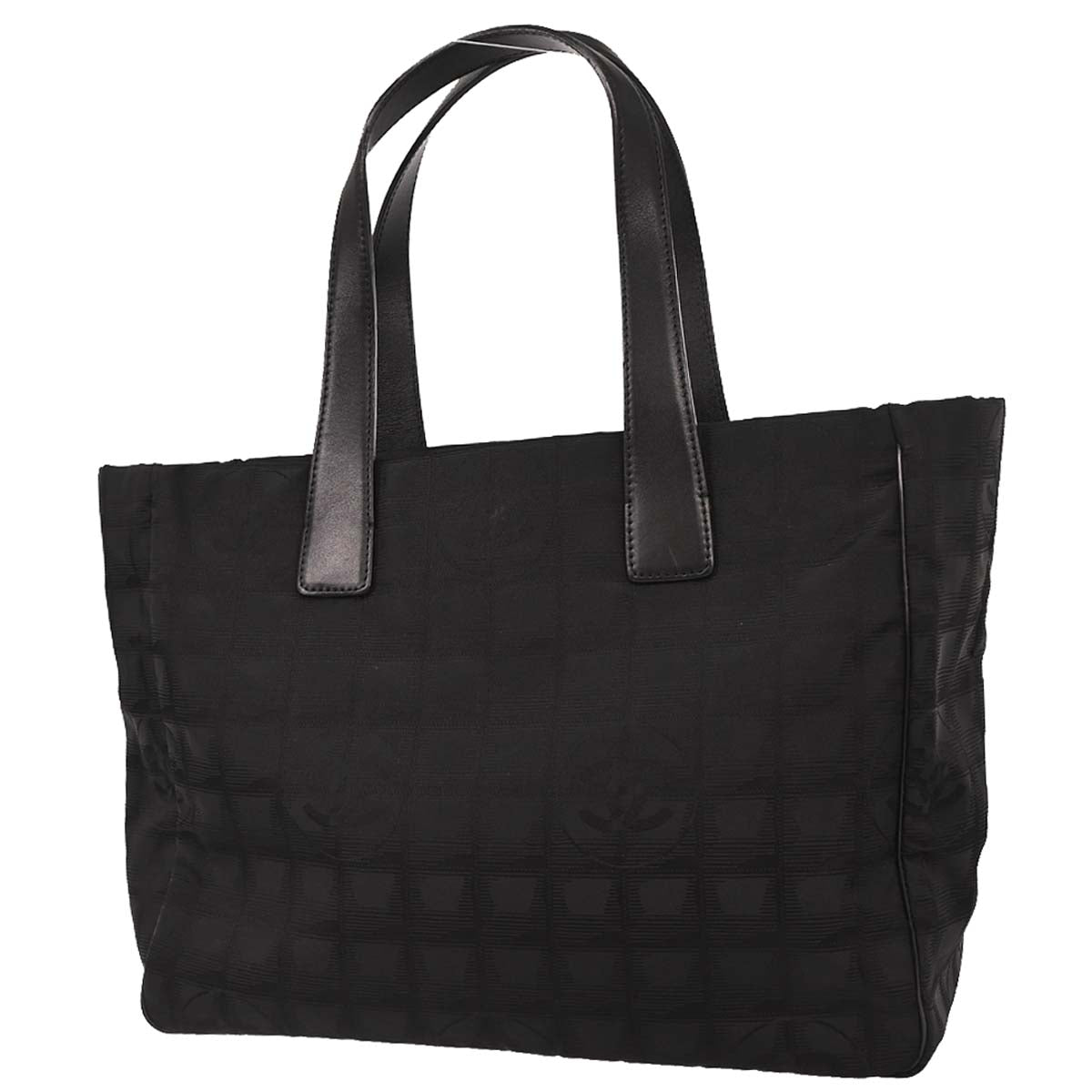 Chanel 2008-2009 Black Jacquard Nylon Travel Line Tote Handbag