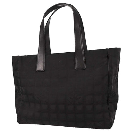 Chanel 2008-2009 Black Jacquard Nylon Travel Line Tote Handbag