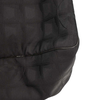 Chanel 2008-2009 Black Jacquard Nylon Travel Line Tote Handbag