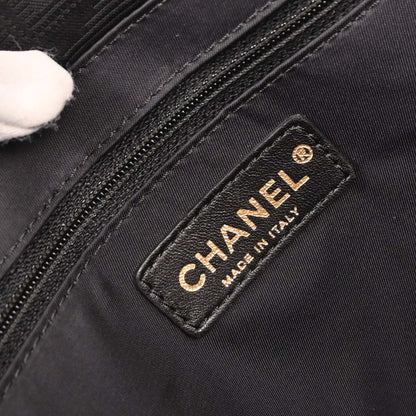 Chanel 2008-2009 Black Jacquard Nylon Travel Line Tote Handbag