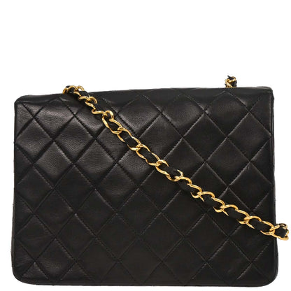 Chanel 1994-1996 Black Lambskin Classic Square Flap Shoulder Bag