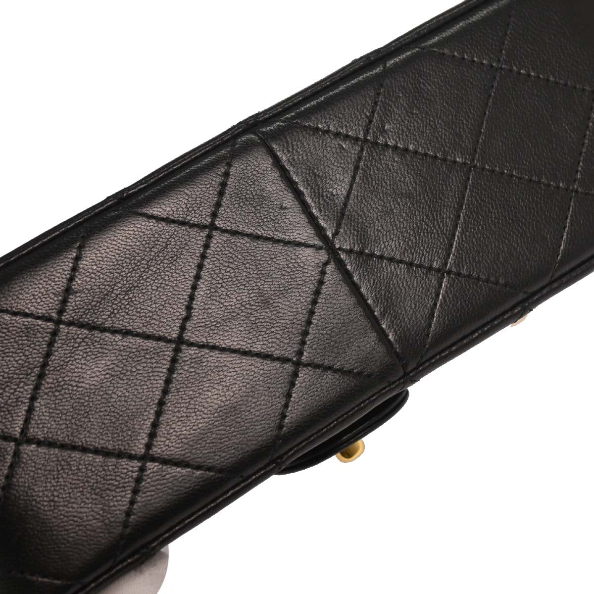 Chanel 1994-1996 Black Lambskin Classic Square Flap Shoulder Bag