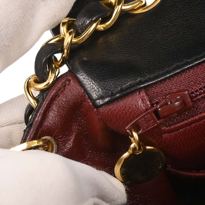 Chanel 1994-1996 Black Lambskin Classic Square Flap Shoulder Bag