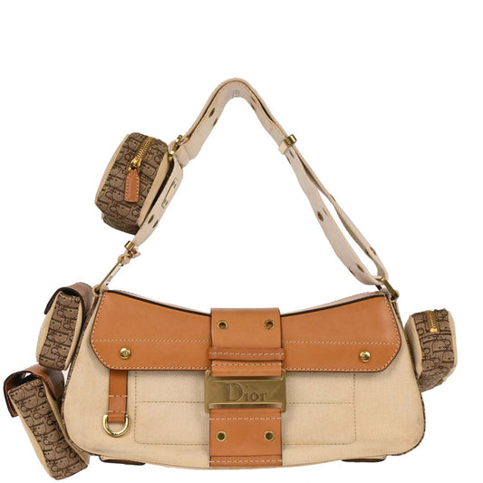 Christian Dior Beige Canvas Street Chic Columbus Shoulder Bag