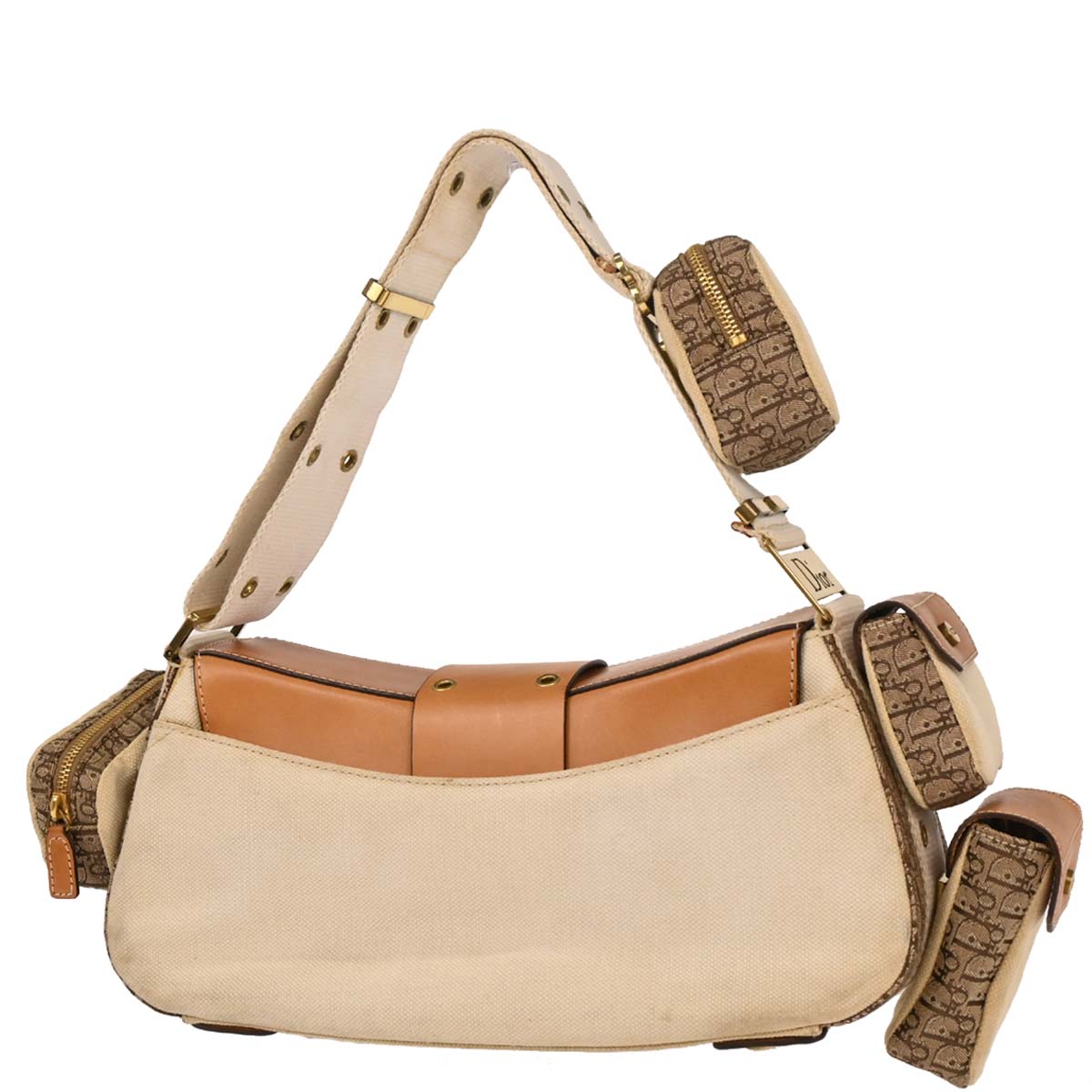 Christian Dior Beige Canvas Street Chic Columbus Shoulder Bag