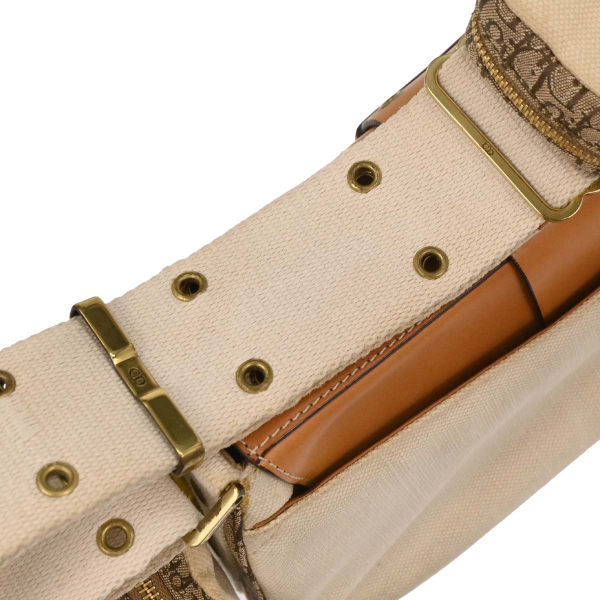 Christian Dior Beige Canvas Street Chic Columbus Shoulder Bag