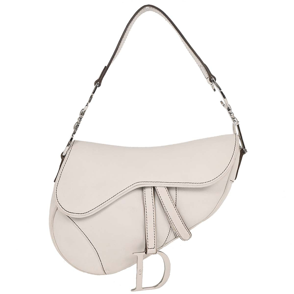 Christian Dior 2003 White Leather Saddle Handbag