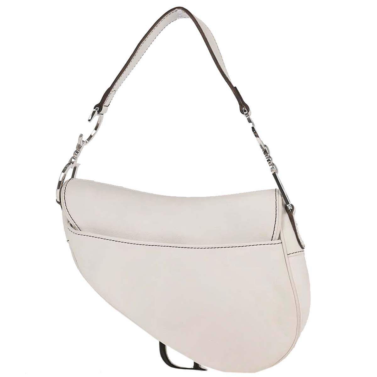 Christian Dior 2003 White Leather Saddle Handbag
