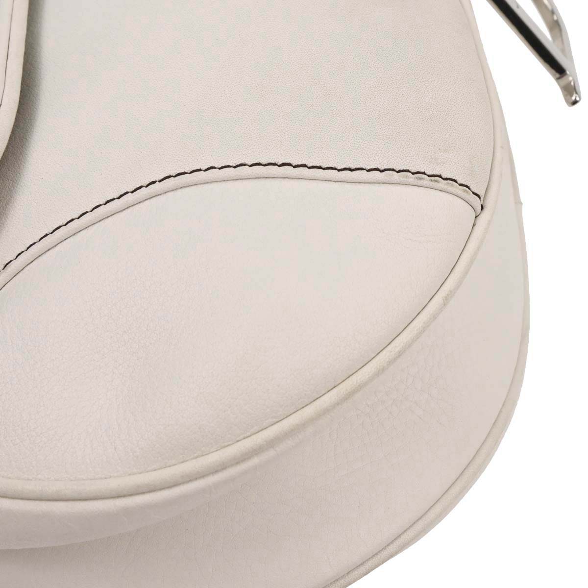 Christian Dior 2003 White Leather Saddle Handbag