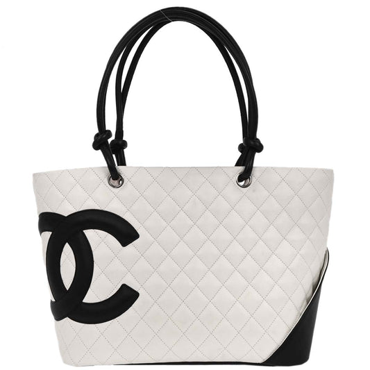 Chanel 2004-2005 White Calfskin Cambon Ligne Tote Handbag