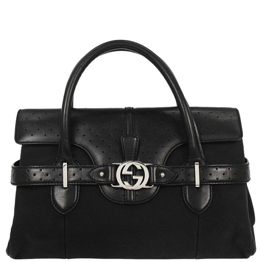 Gucci Black Canvas Interlocking Handbag
