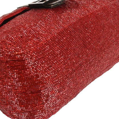 Fendi Red Beaded Mamma Baguette Handbag
