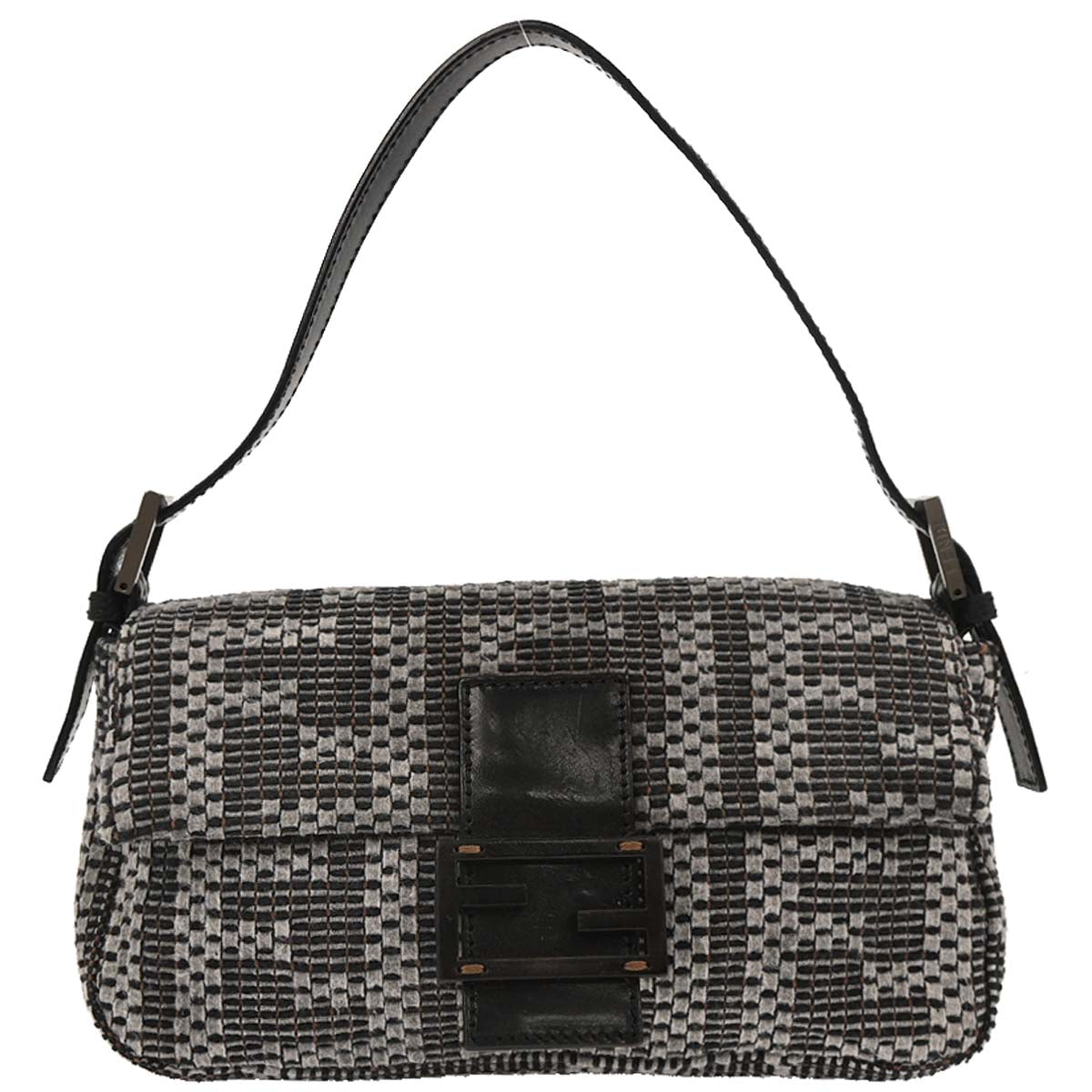 Fendi Gray Felt Zucca Baguette Handbag