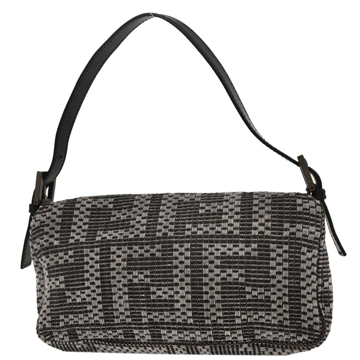 Fendi Gray Felt Zucca Baguette Handbag