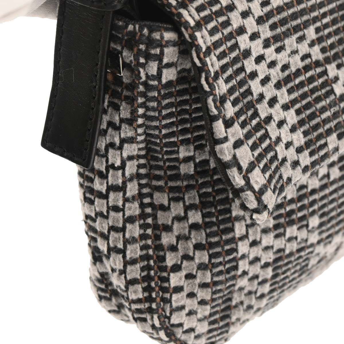 Fendi Gray Felt Zucca Baguette Handbag