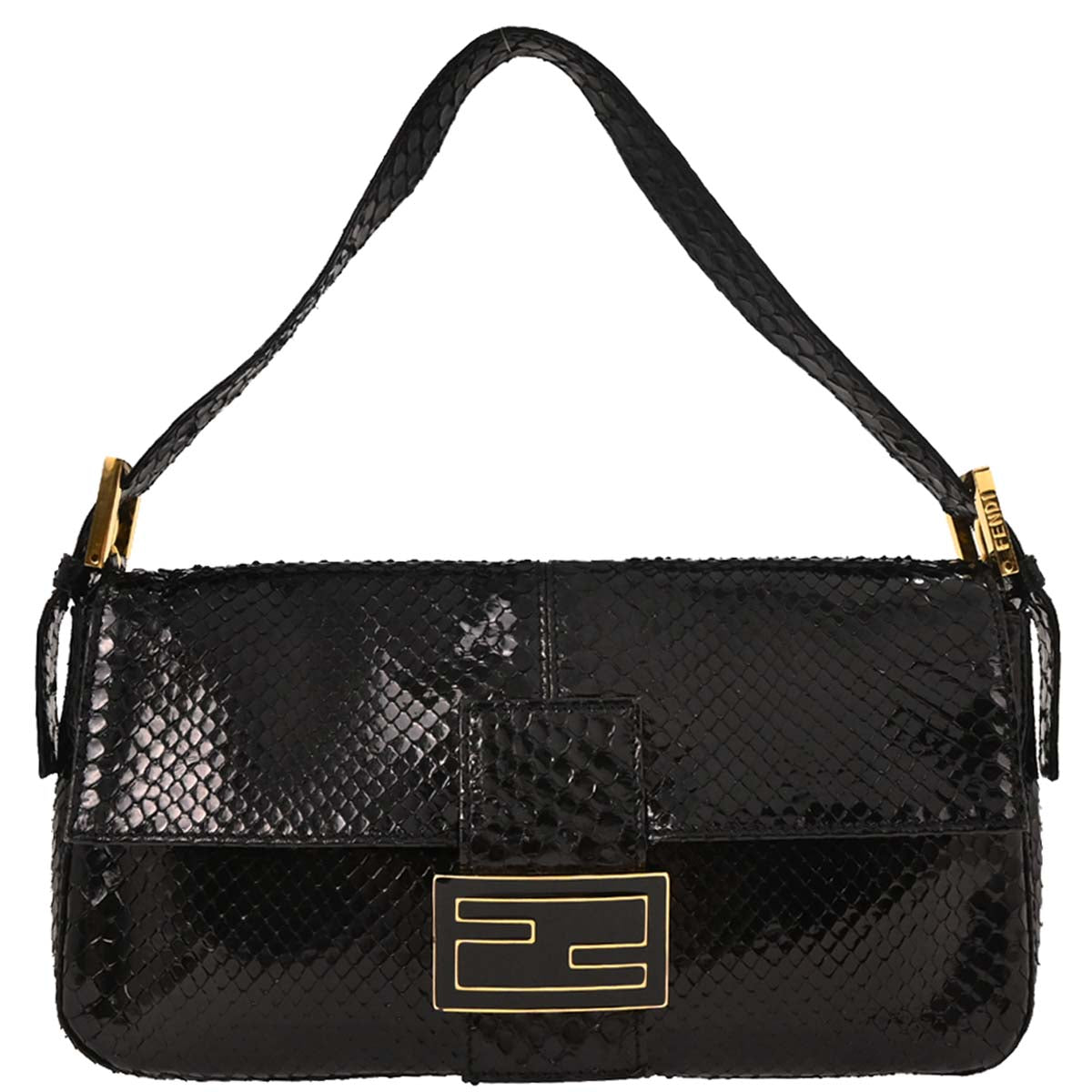 Fendi * Black Python Baguette Handbag
