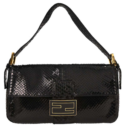 Fendi * Black Python Baguette Handbag