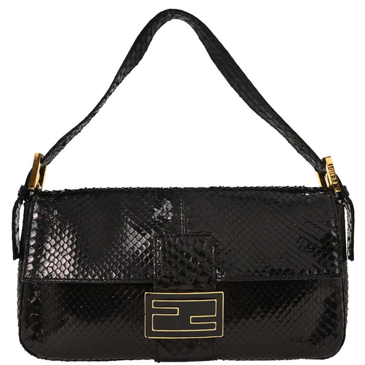 Fendi * Black Python Baguette Handbag