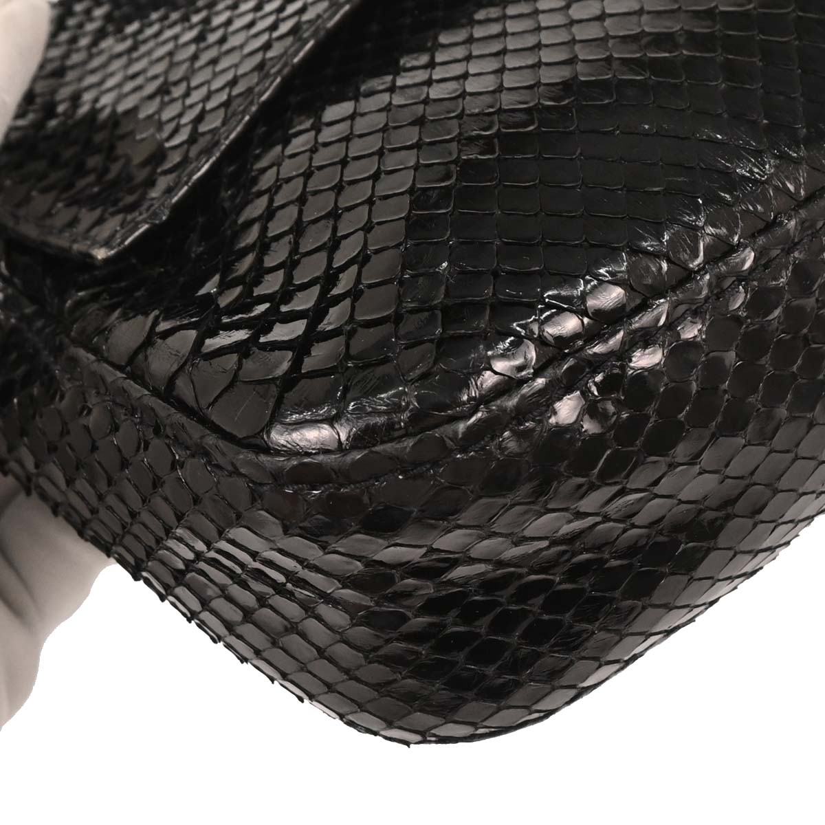 Fendi * Black Python Baguette Handbag